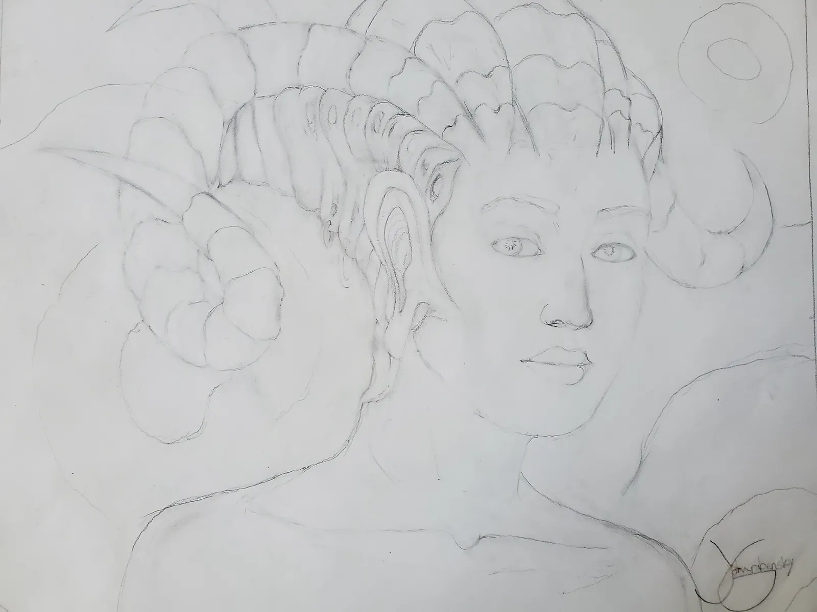 Horned lady — sketch